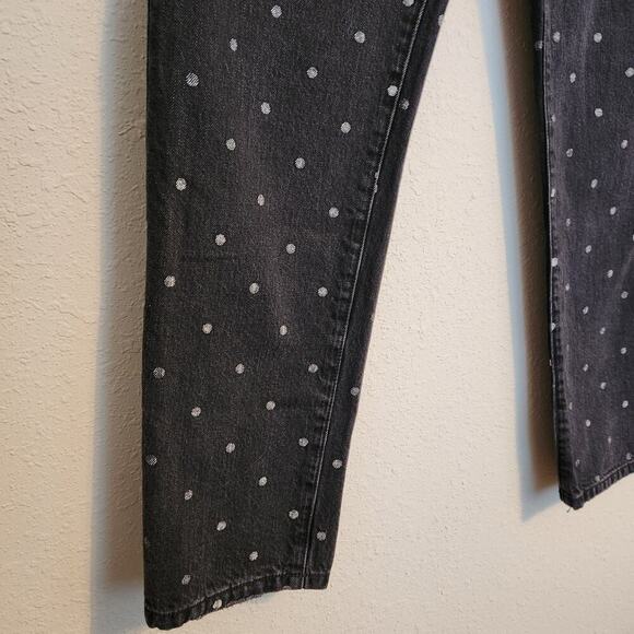 Current/Elliott The Vintage Cropped Slim Black Polka Dot Jeans Size 31 - Picture 6 of 13